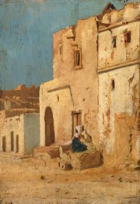 Case in un villaggio - (attribuito) Poilpot Theophile 